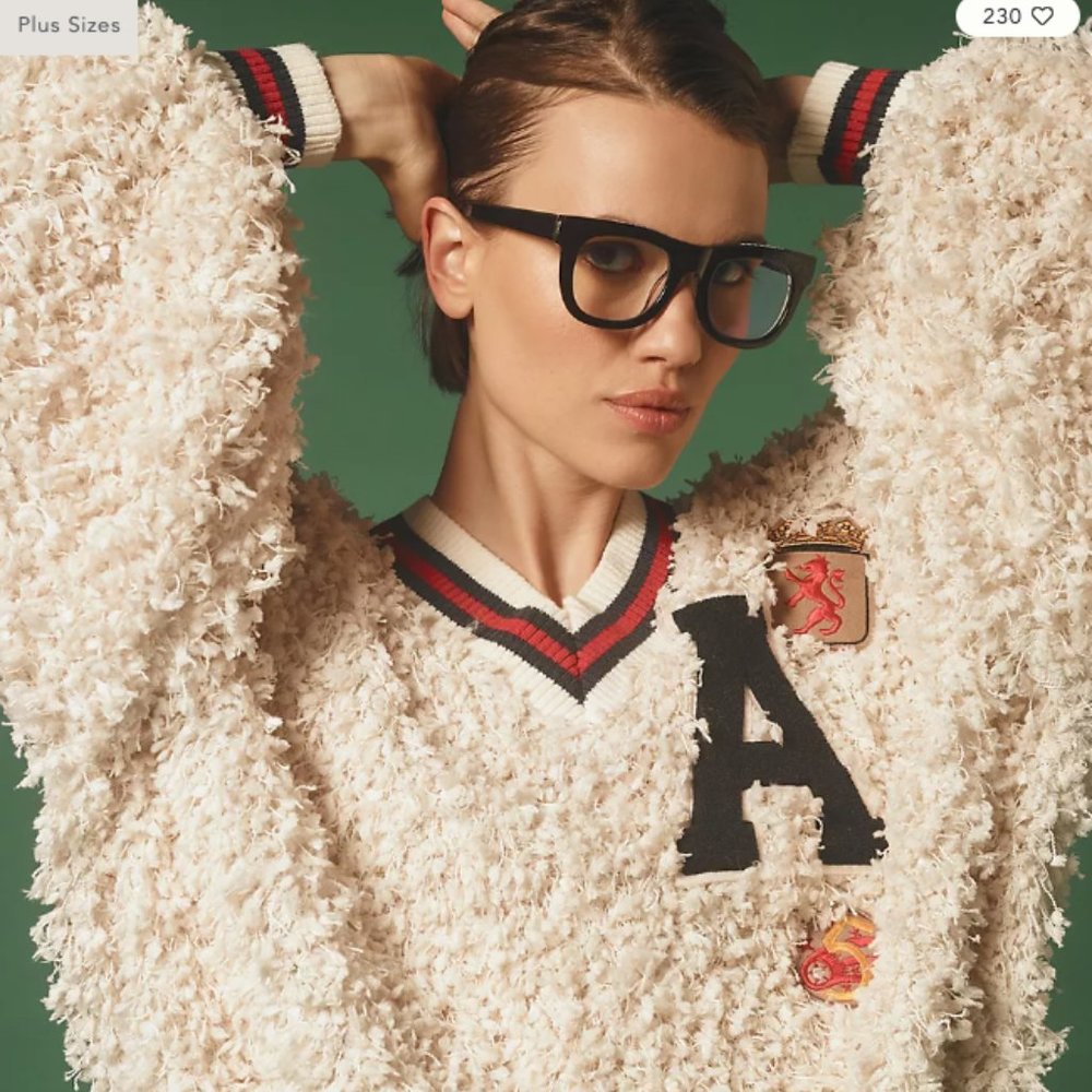 Anthropologie Eva Franco Varsity Pullover Sweatshirt - XS petite